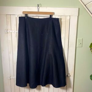 NWT Talbots A-Line Midi Skirt Size 16 Solid Black Lined 100% Linen